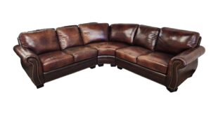 Traditional Genuine Leather Curved Sectional