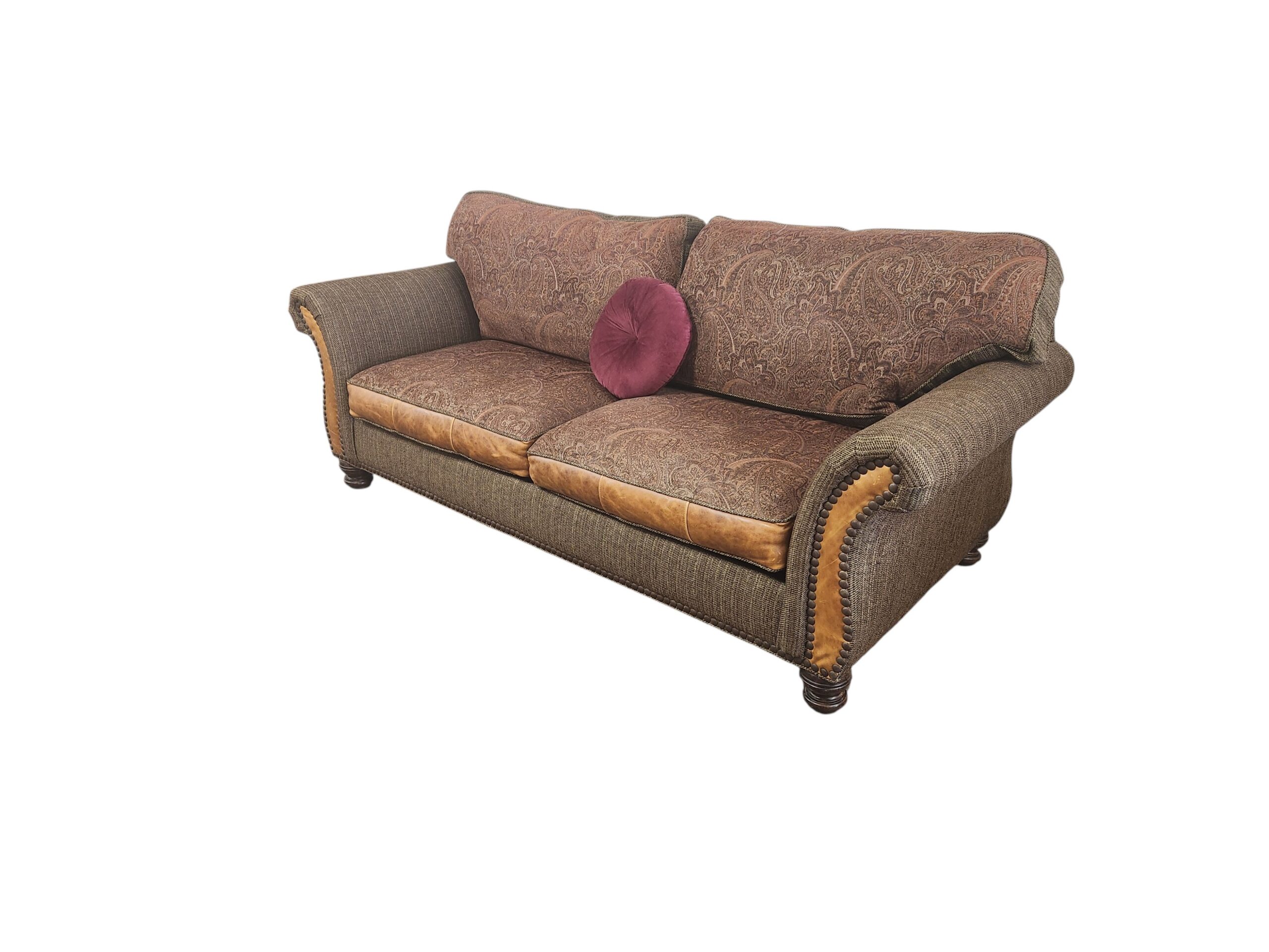 Paul Robert Brown Fabric/Leather Sofa - Image 3