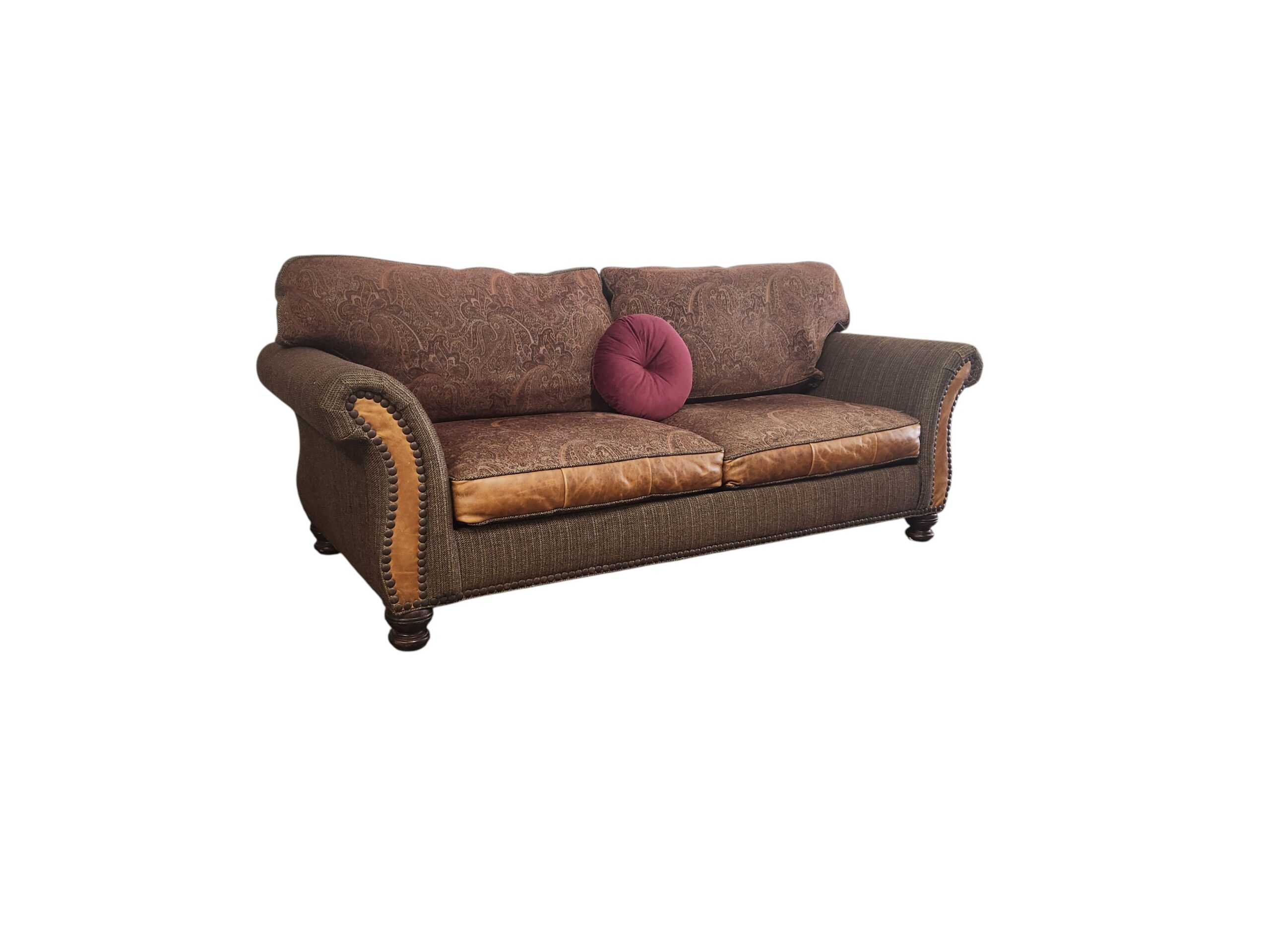 Paul Robert Brown Fabric/Leather Sofa - Image 4