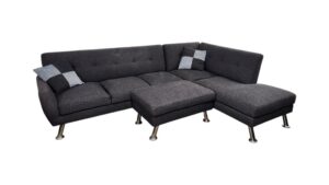 Mid-Tone Sleek Modern L-Shaped Sectional with Ottoman