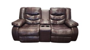 Ashley Furniture 2-Seat Brown Leather Recliner with Storage