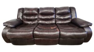 Ashley Furniture 3-Seat Brown Leather Electric Recliner