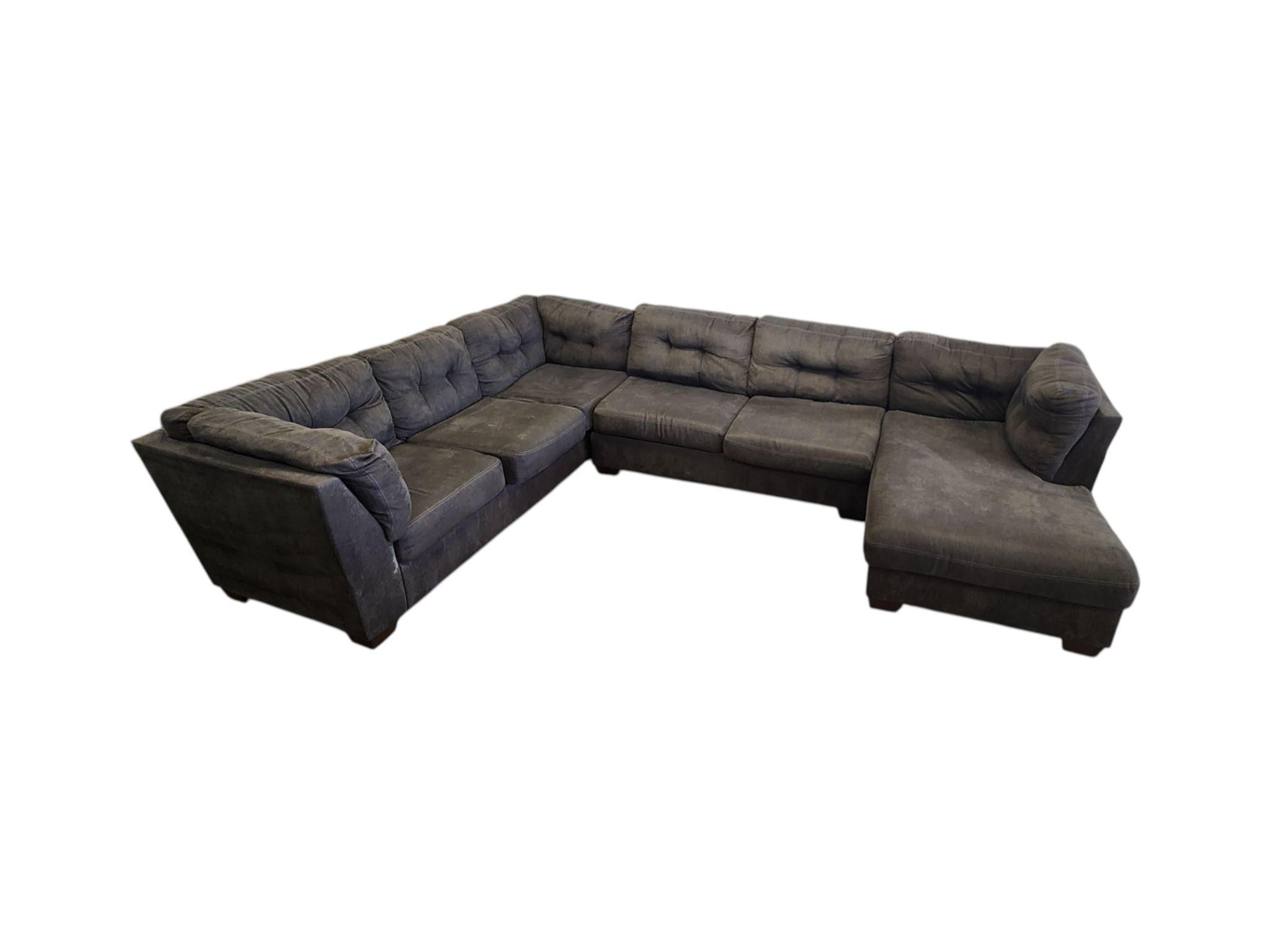 Ashley Furniture Gray Microfiber Tufted U-Shaped Sectional