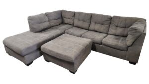 Gray Sleeper Sectional & Ottoman