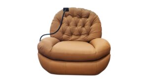 Tan Faux leather Swivel Recliner with Phone Holder