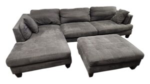 Gray Chaise Sectional with Ottoman