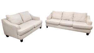 White Mid-Century Couch & Loveseat Set