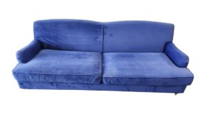 Blue Velvet Oversized Loveseat with wheels