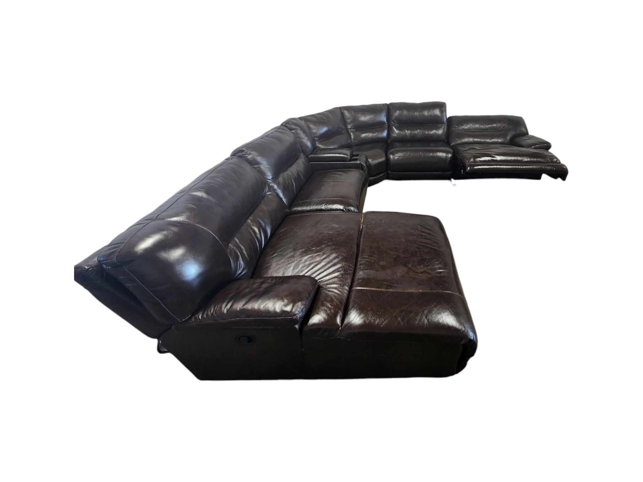 Ashley Furniture Brown Leather Reclining Sectional - Image 4