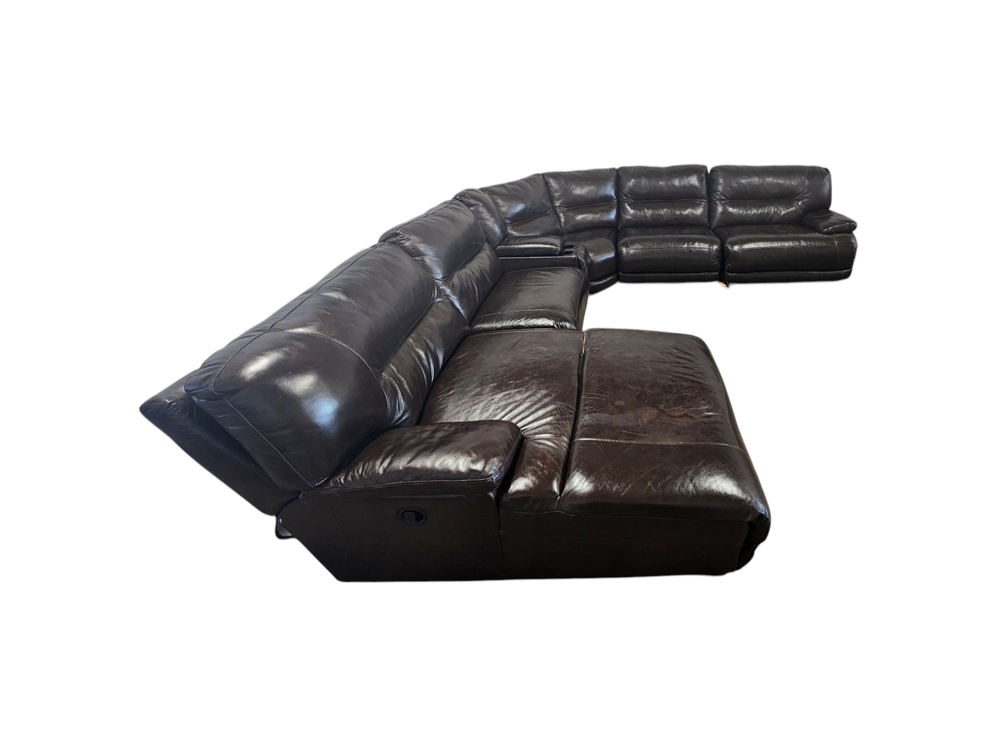 Ashley Furniture Brown Leather Reclining Sectional - Image 6