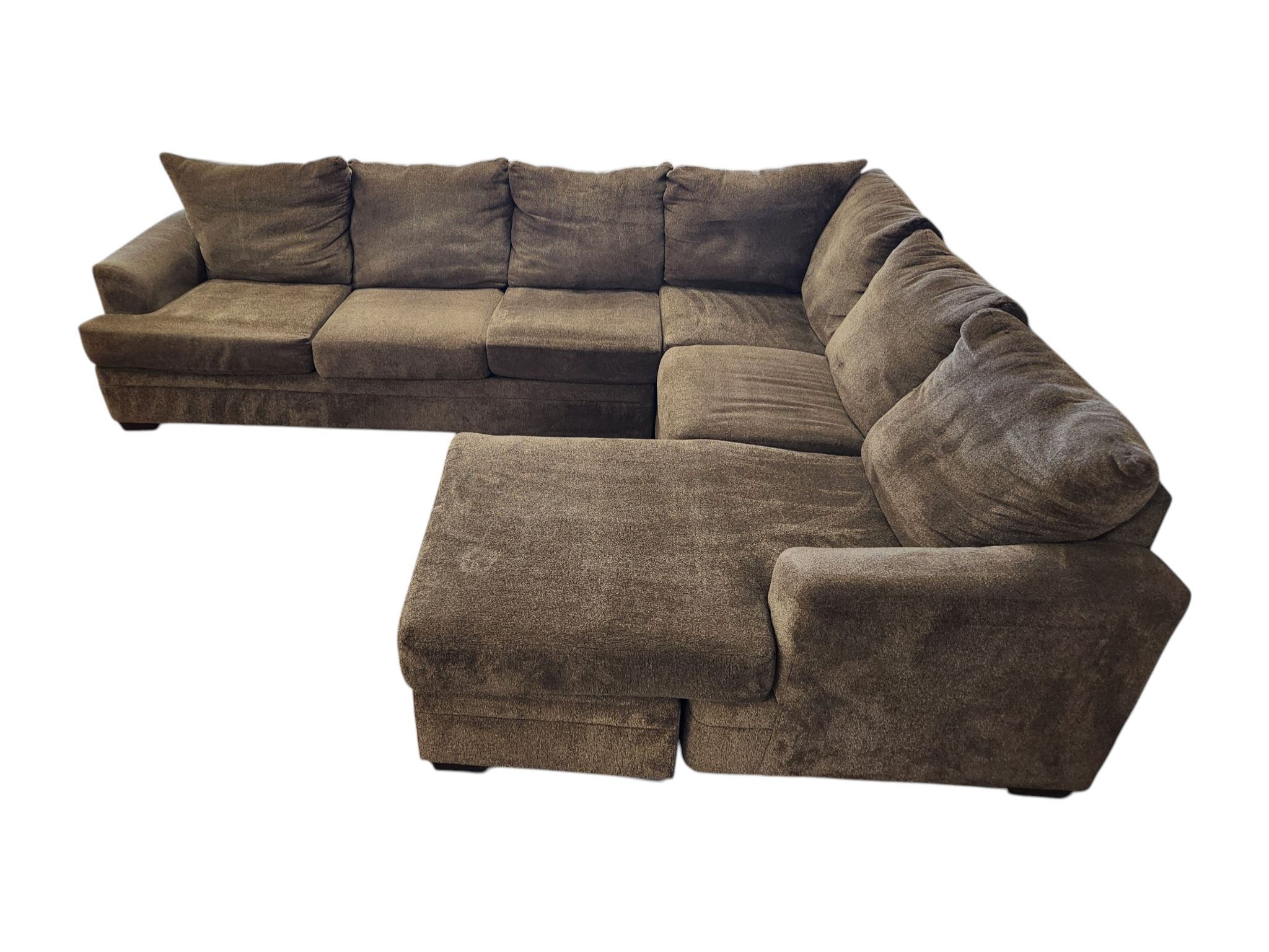 Large Brown J-Shaped Sectional - Image 3