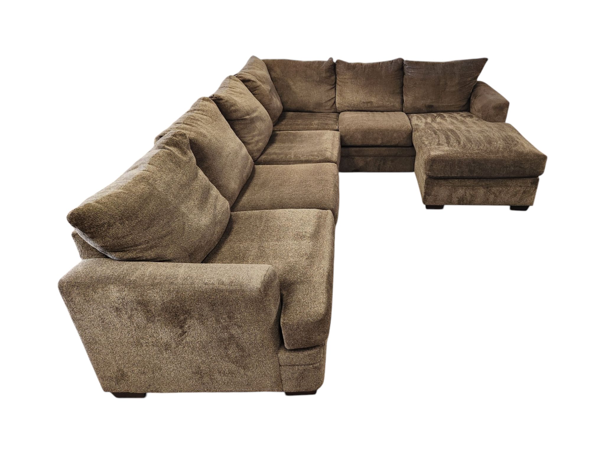 Large Brown J-Shaped Sectional - Image 4