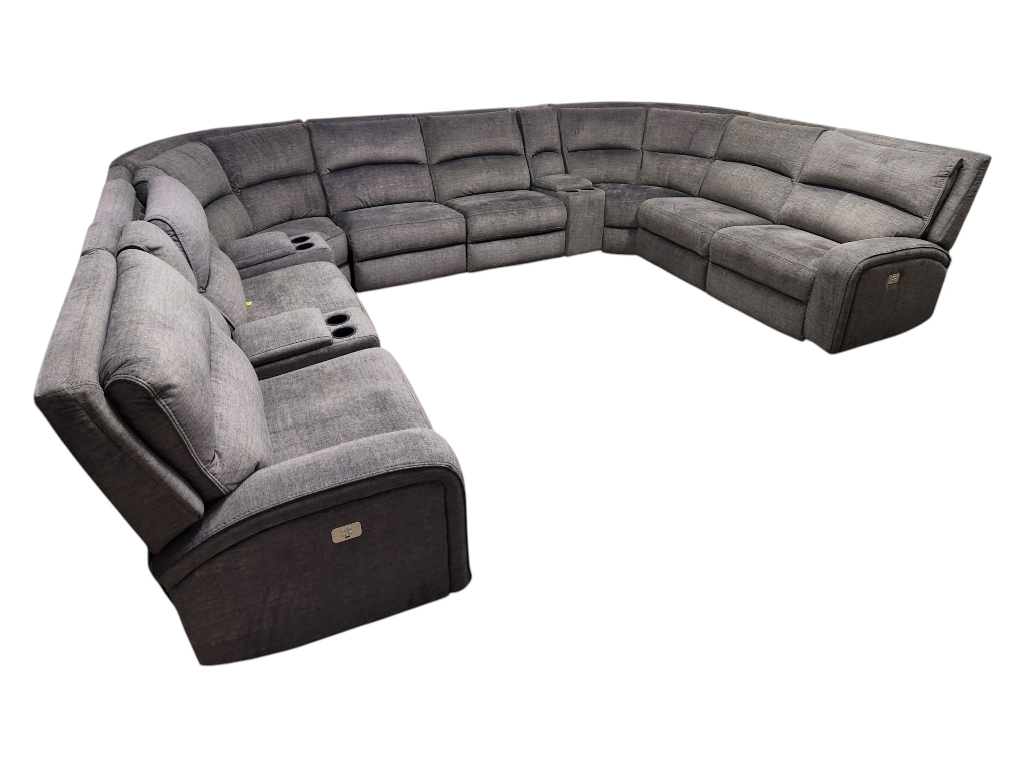 Electric Gray Reclining Modular Sectional with USB Port - Image 4