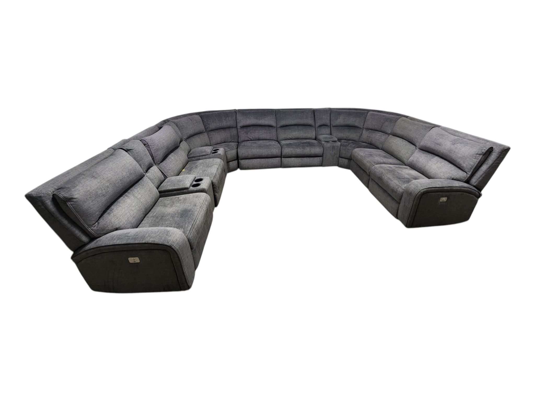 Electric Gray Reclining Modular Sectional with USB Port
