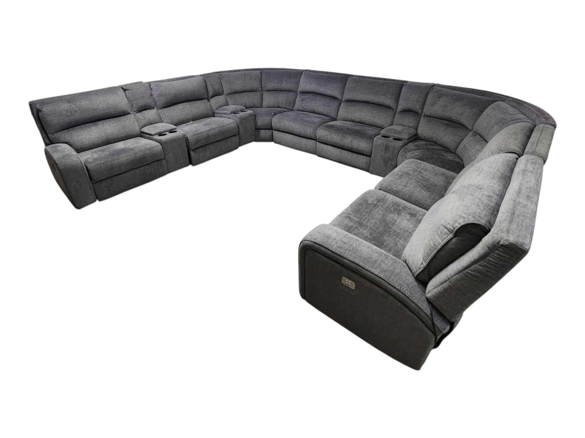 Electric Gray Reclining Modular Sectional with USB Port - Image 5