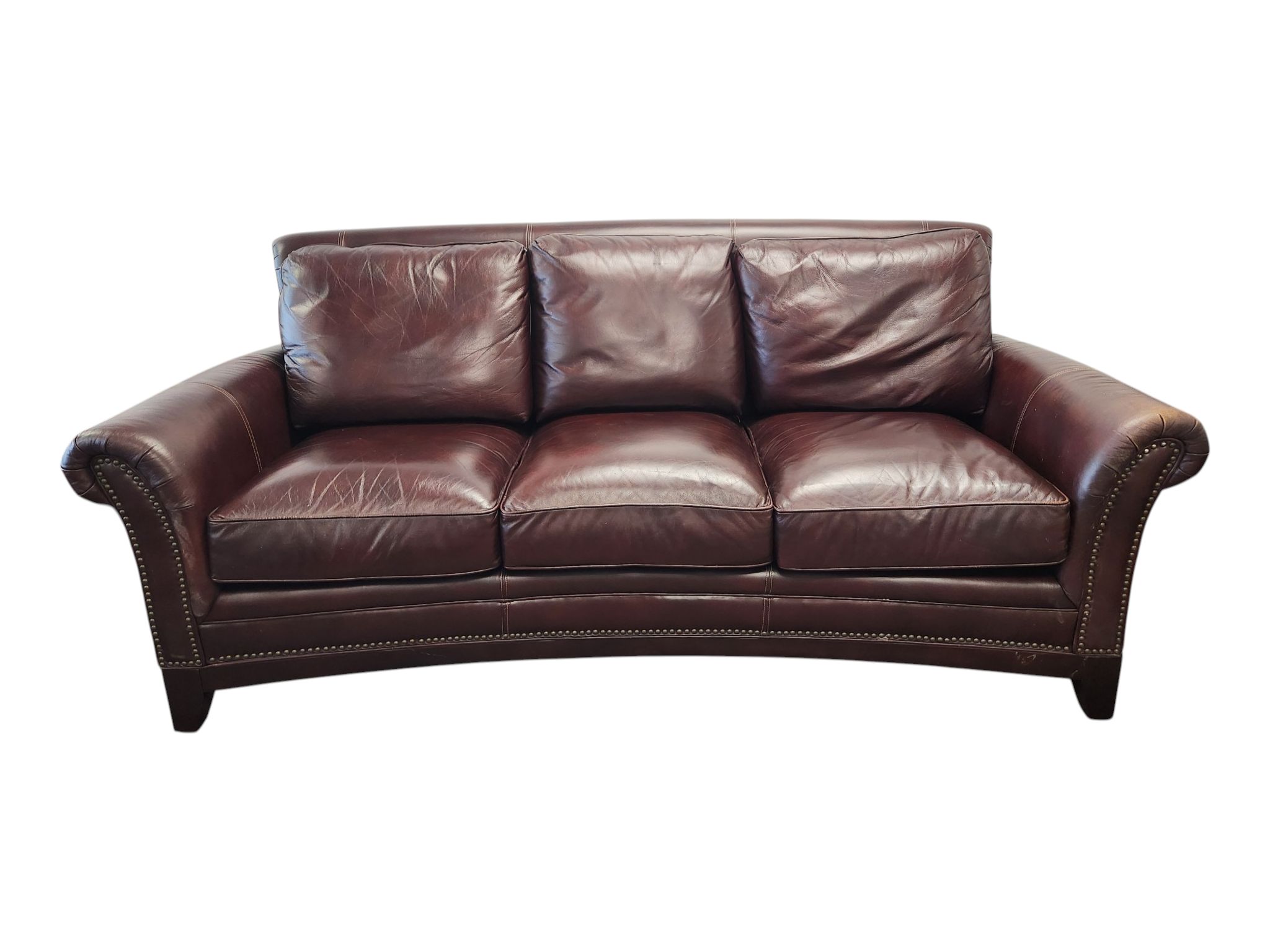Lane Furniture 3-Seat Brown Leather Couch