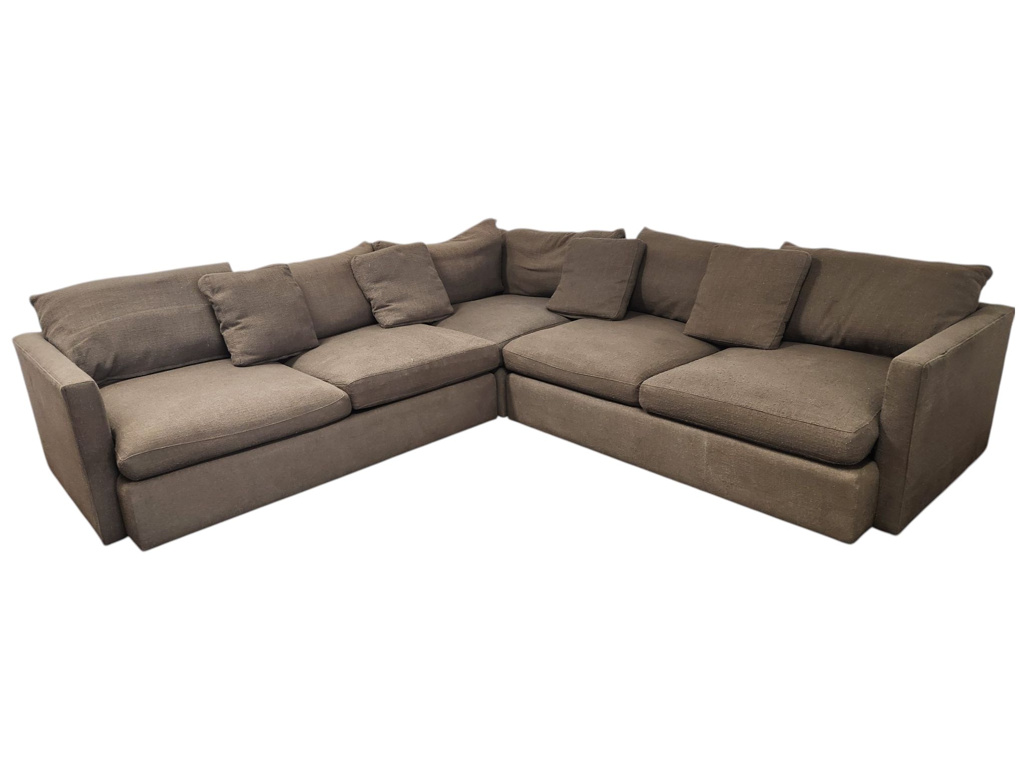 Crate & Barrel Oversized Deep Brown L-Shaped Sectional