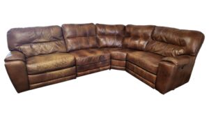 Lane Furniture Light Brown Curved Leather Reclining Sectional