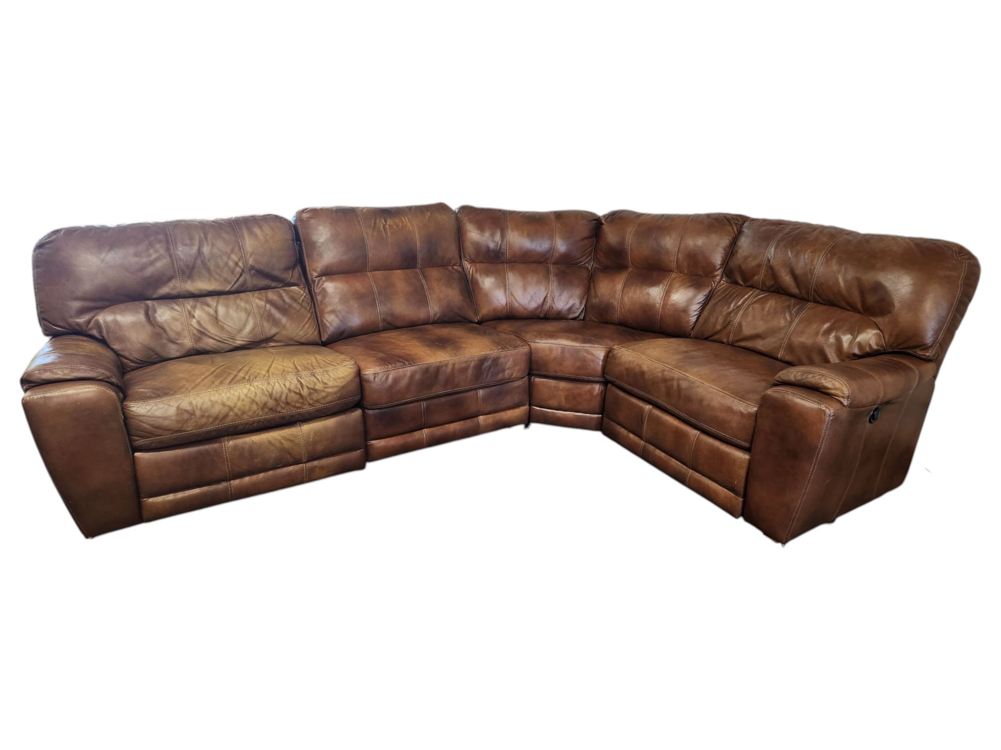 Lane Furniture Light Brown Curved Leather Reclining Sectional