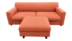Modern Red 3-Seater Couch with Ottoman (Light Sun Fade)