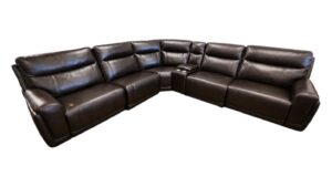 Chocolate Leather 5-Seat Power Reclining Sectional