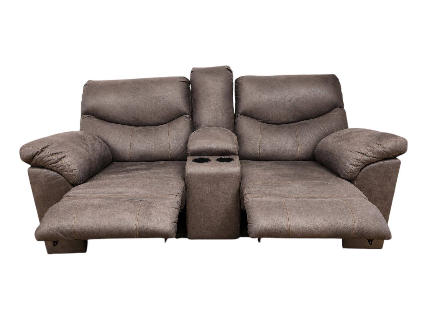 Ashley Furniture Dark Brown 2-Seat Power Recliner with Console - Image 2