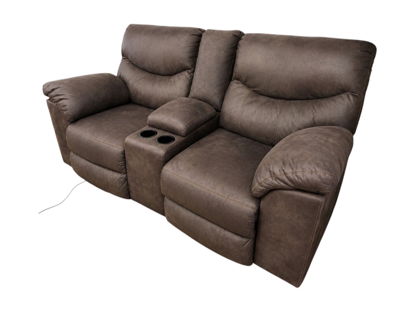 Ashley Furniture Dark Brown 2-Seat Power Recliner with Console