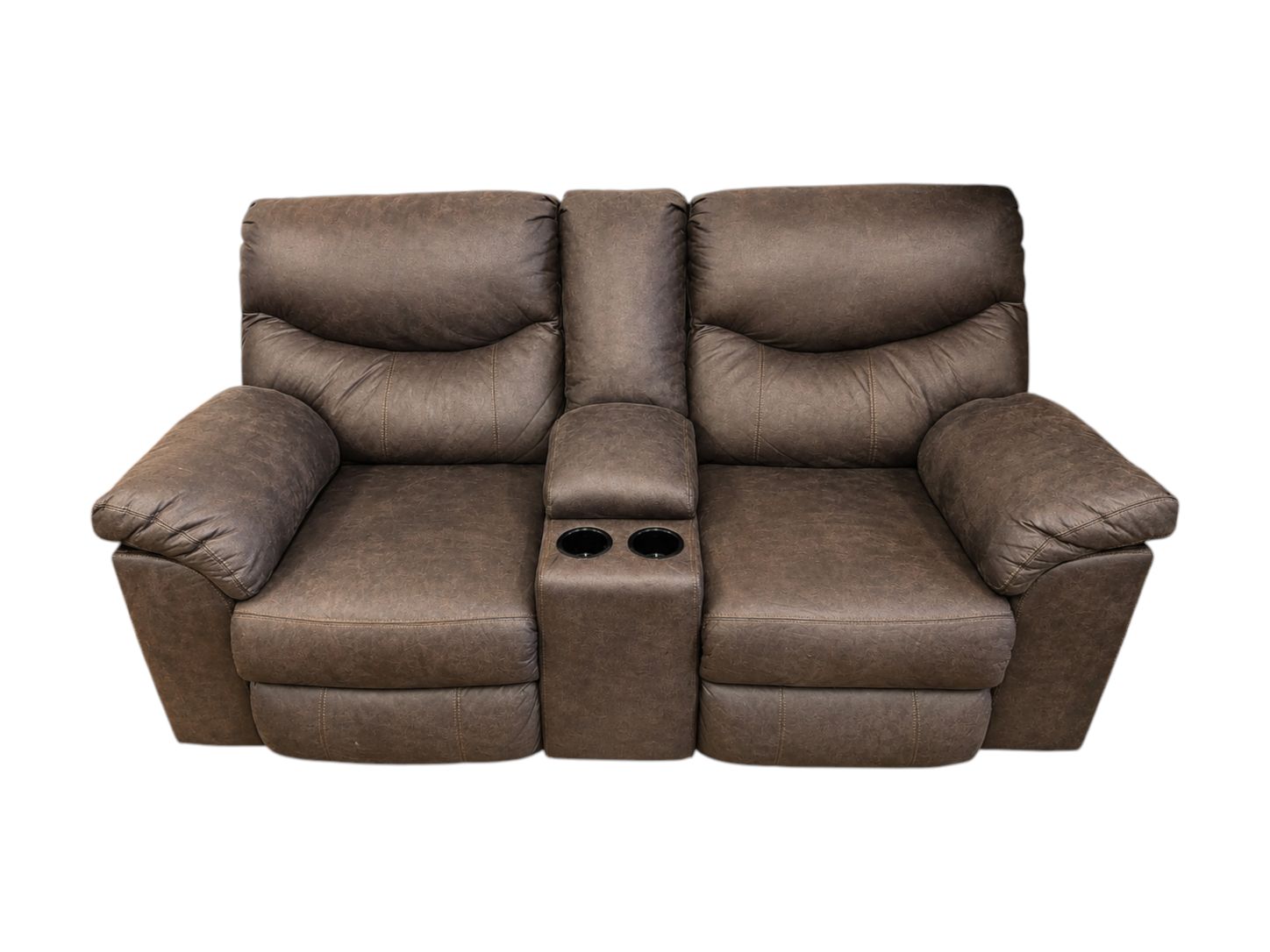 Ashley Furniture Dark Brown 2-Seat Power Recliner with Console - Image 4