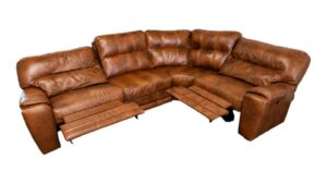 Lane Furniture Light Brown Curved Leather Reclining Sectional