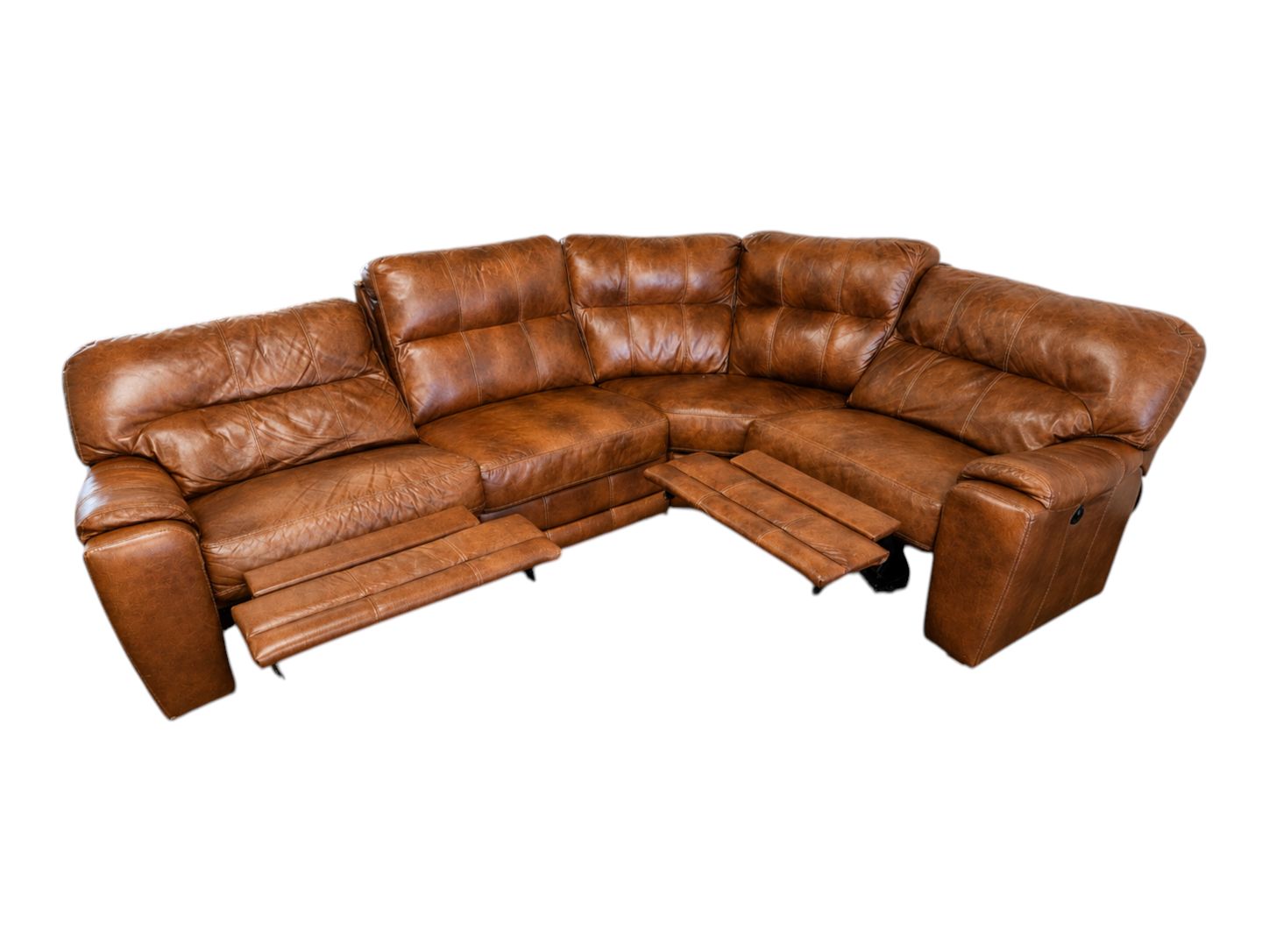 Lane Furniture Light Brown Curved Leather Reclining Sectional