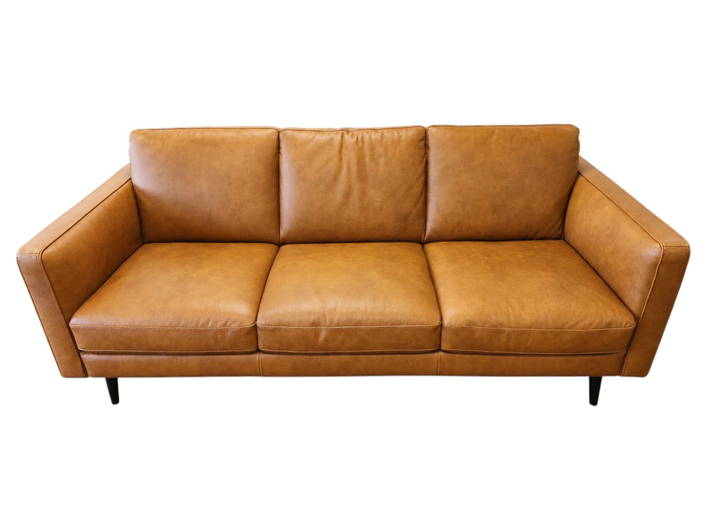 Natuzzi 3-Seat Brown/Tan Leather Couch - Image 3