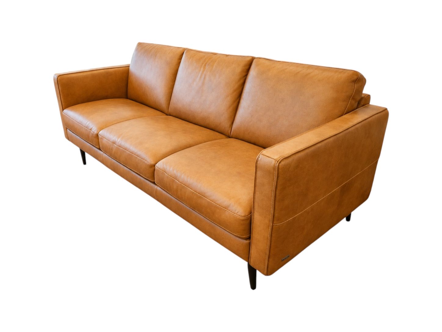 Natuzzi 3-Seat Brown/Tan Leather Couch - Image 4