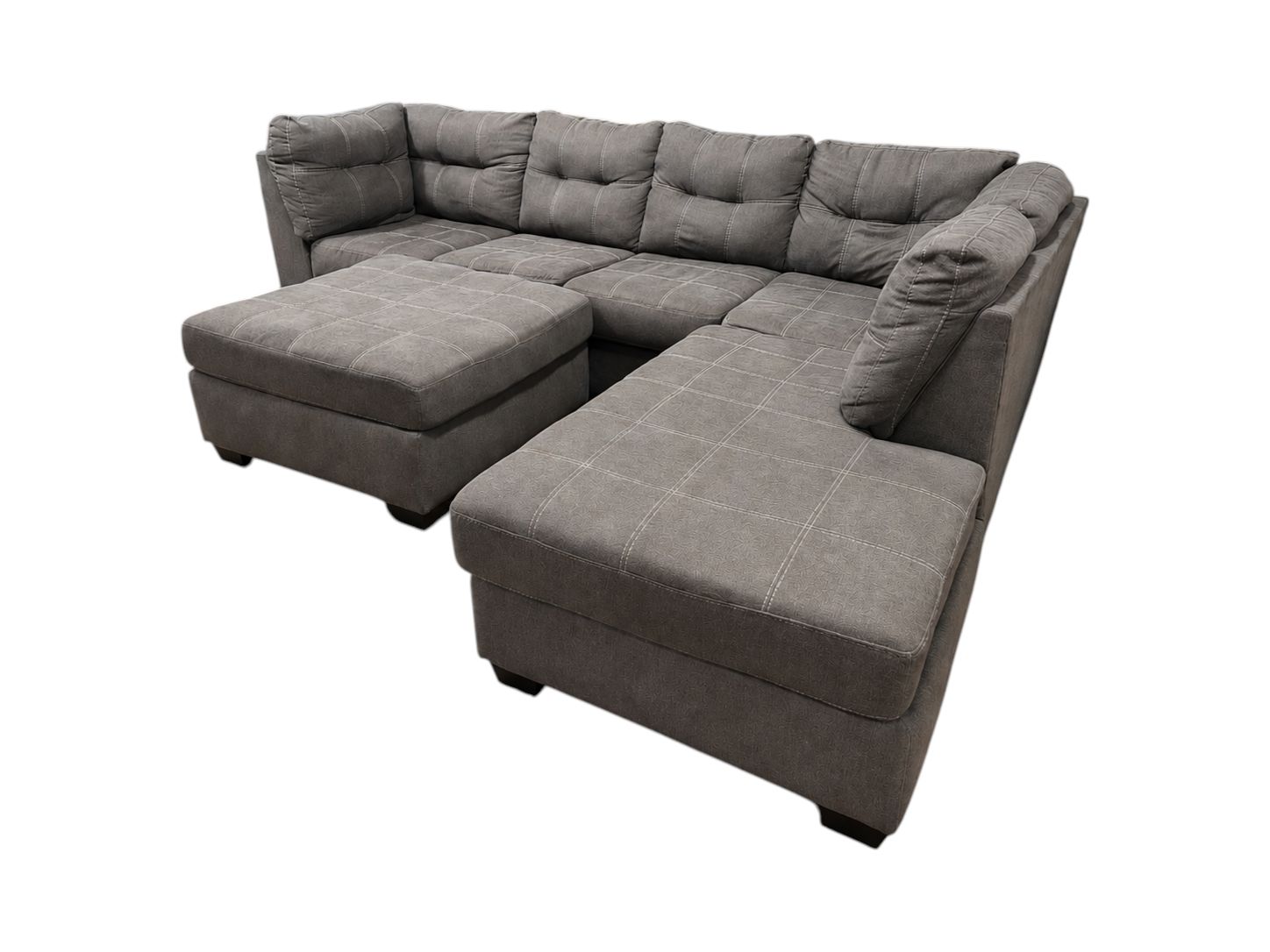 Ashley Furniture Charcoal Gray RAF Chaise Sectional with Ottoman - Image 3