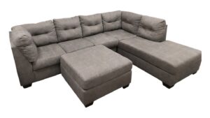 Ashley Furniture Charcoal Gray RAF Chaise Sectional with Ottoman