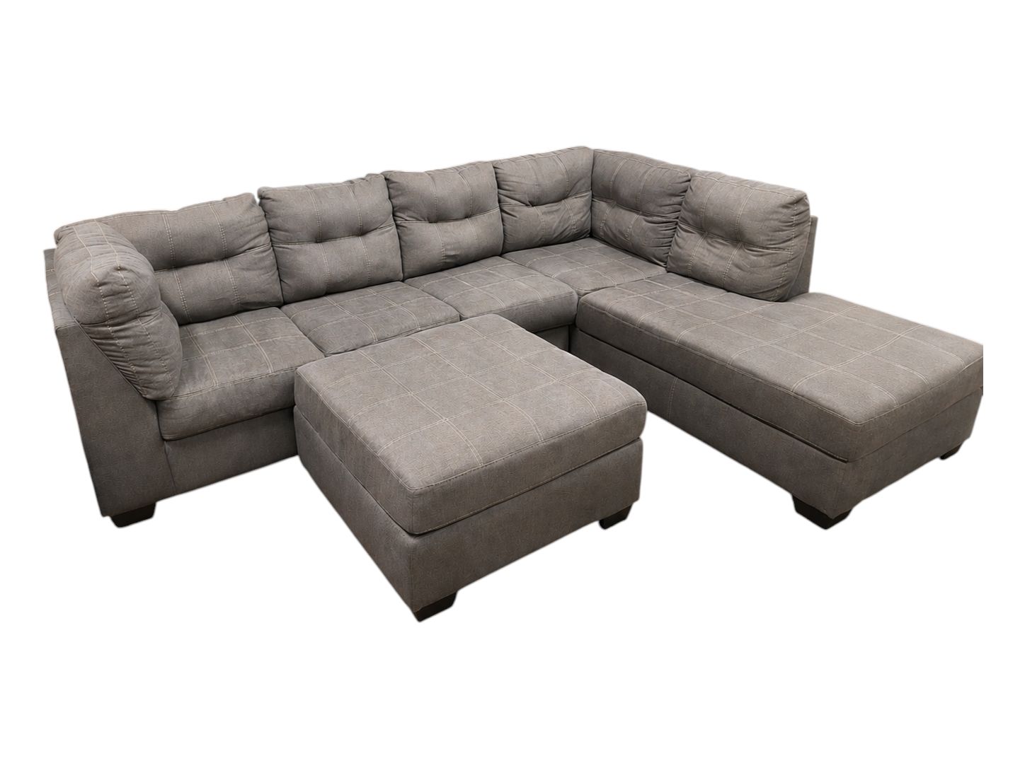 Ashley Furniture Charcoal Gray RAF Chaise Sectional with Ottoman