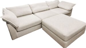 Fusion Furniture Oversized White Modern Sectional with Ottoman