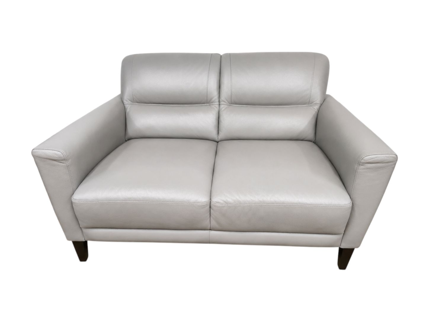 Living Space Top Grain Caramel Silver Leather Loveseat - Image 2
