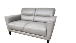 Living Space Top Grain Caramel Silver Leather Loveseat