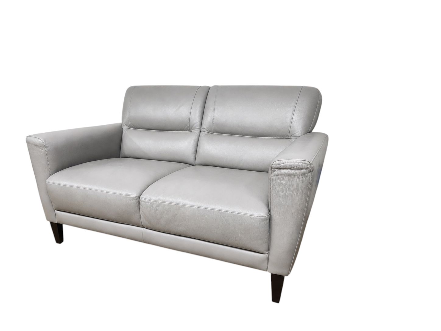 Living Space Top Grain Caramel Silver Leather Loveseat