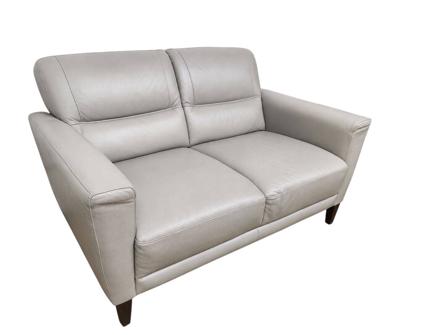 Living Space Top Grain Caramel Silver Leather Loveseat - Image 3