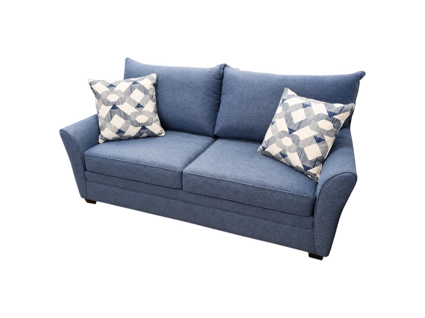 Living Spaces Blue Sleeper Sofa with Pillows - Image 2