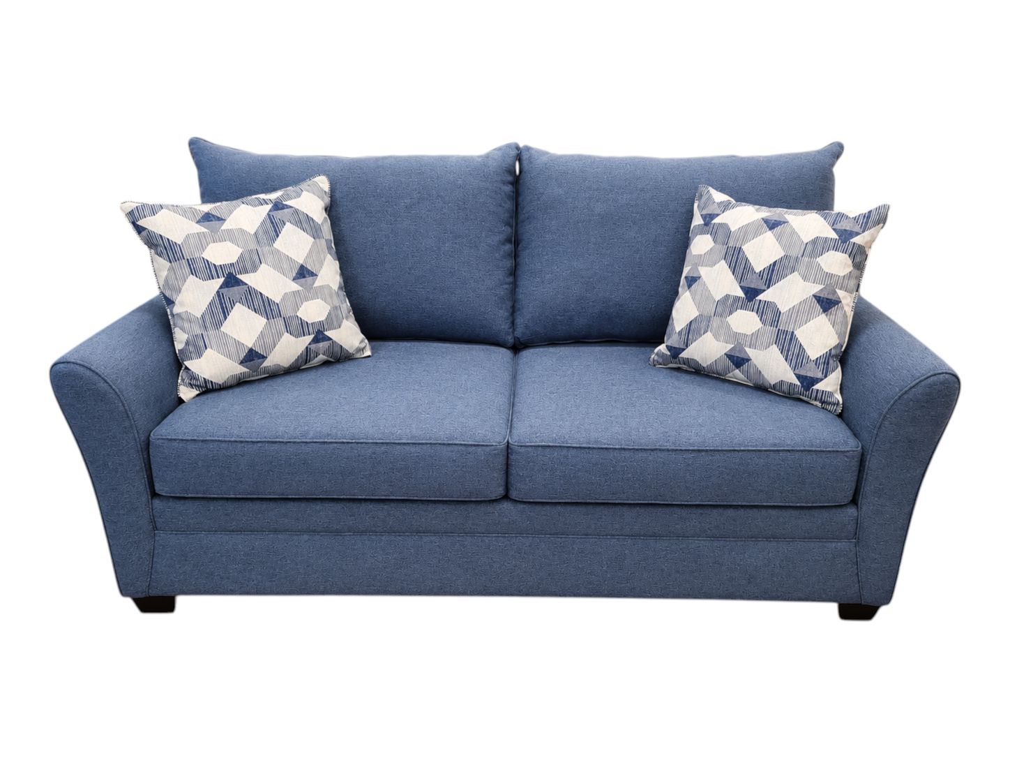 Living Spaces Blue Sleeper Sofa with Pillows - Image 3