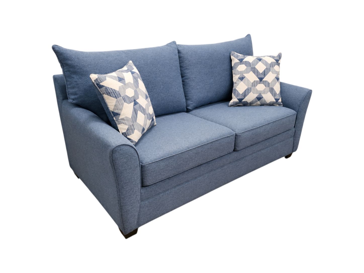 Living Spaces Blue Sleeper Sofa with Pillows