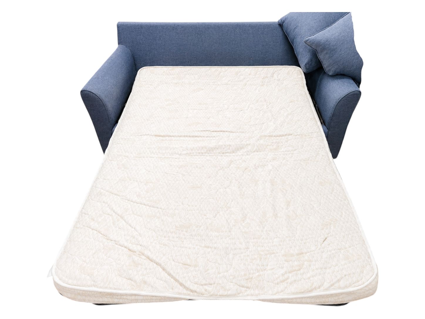 Living Spaces Blue Sleeper Sofa with Pillows - Image 5