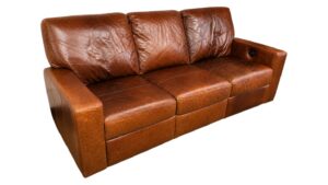 Brown Leather 3-seat Electric Recliner Couch
