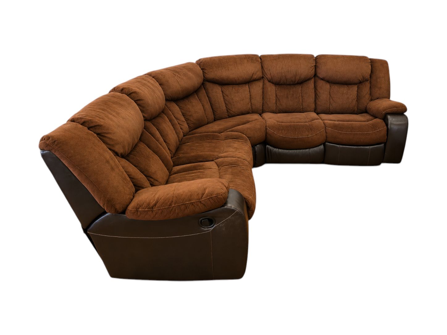 Ashley Furniture Dark Brown Multi-Fabric Curved Manual Reclining Sectional - Image 4