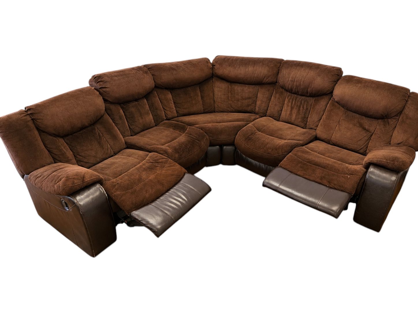 Ashley Furniture Dark Brown Multi-Fabric Curved Manual Reclining Sectional - Image 3