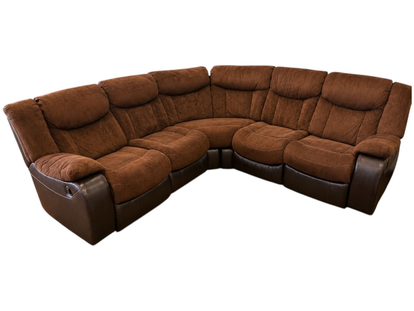 Ashley Furniture Dark Brown Multi-Fabric Curved Manual Reclining Sectional