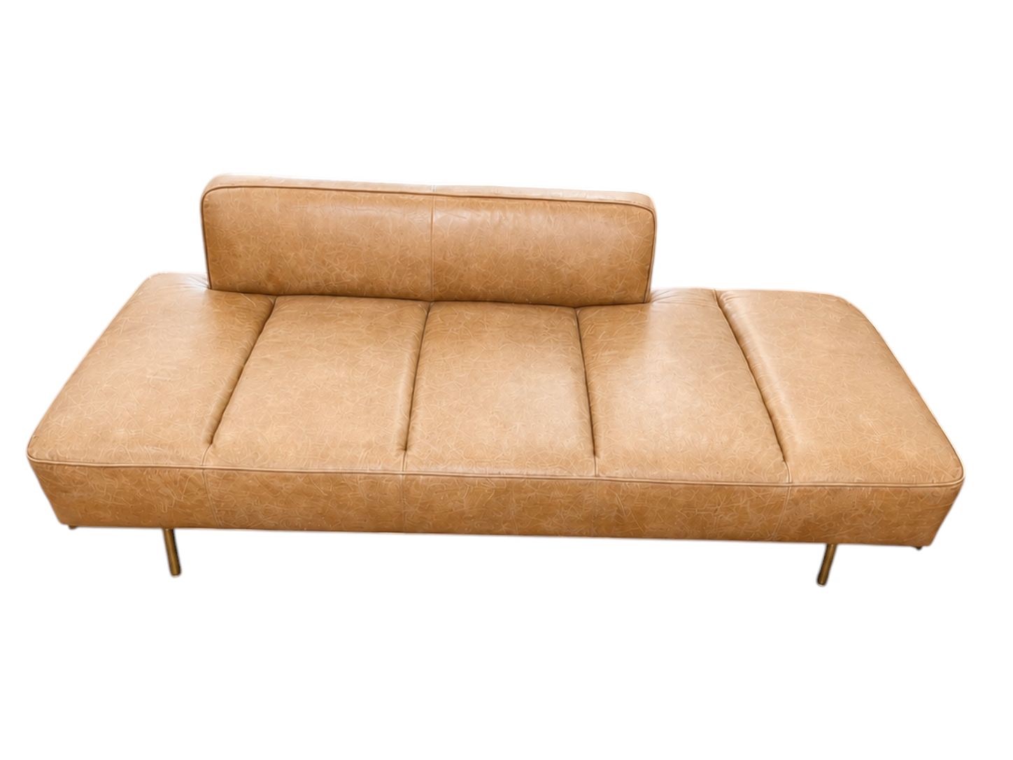 CB2 Lawndale Saddle Caramel Leather Daybed