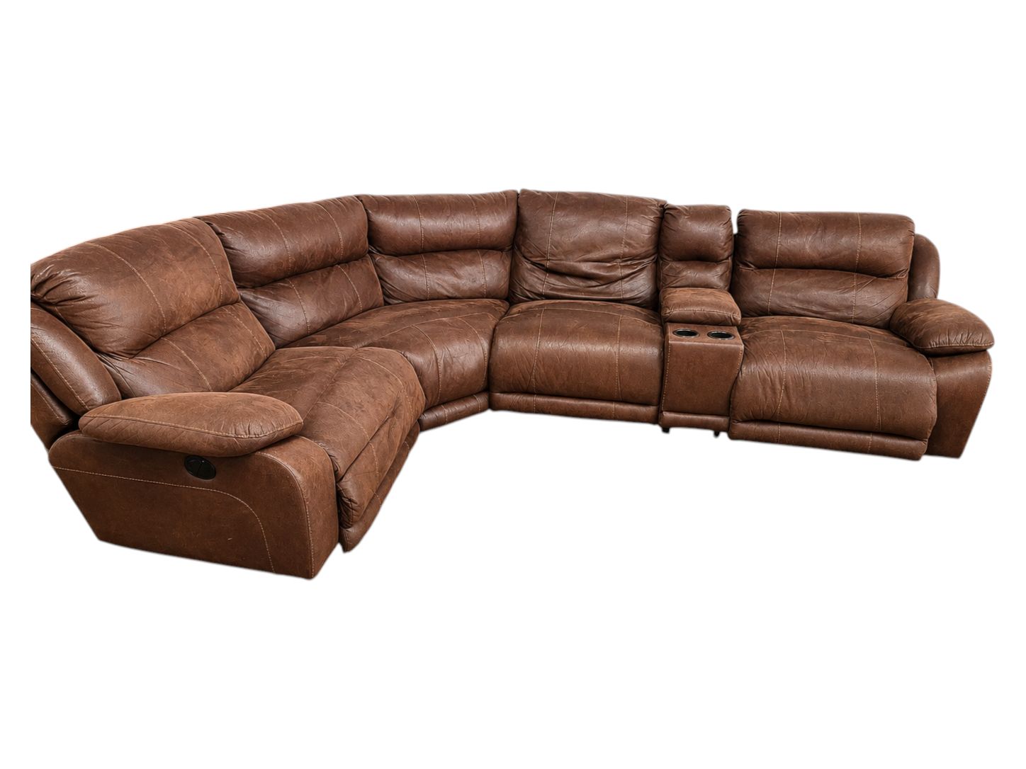 Dark Brown Sectional with Power Recliner & Console